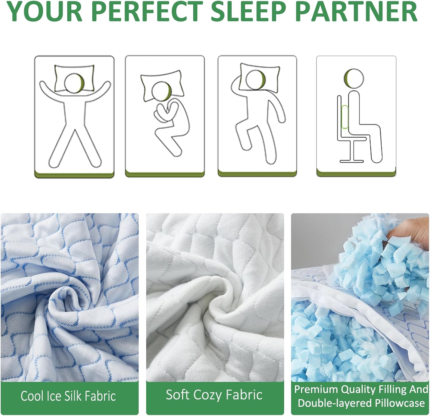 Gehannah Travel Pillow - Large 1 Pack Compressible Camping Pillow for Sleeping - Shredded Memory Foam with 1 Storage Bags - Supportive for Adults, Kids, Outdoor, Backpacking, Hiking Gear - Image 4