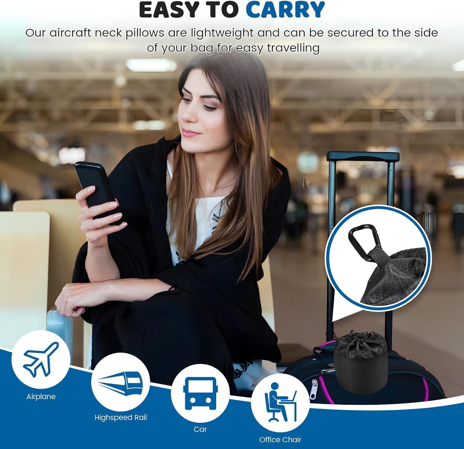 Neck Pillow Airplane,100% Pure Memory FoamTravel Neck Pillow Travel Neck Support Ergonomic &Portable Design Best for Sleeping Plane Car Train Office Flight (Small Grey) - Image 5