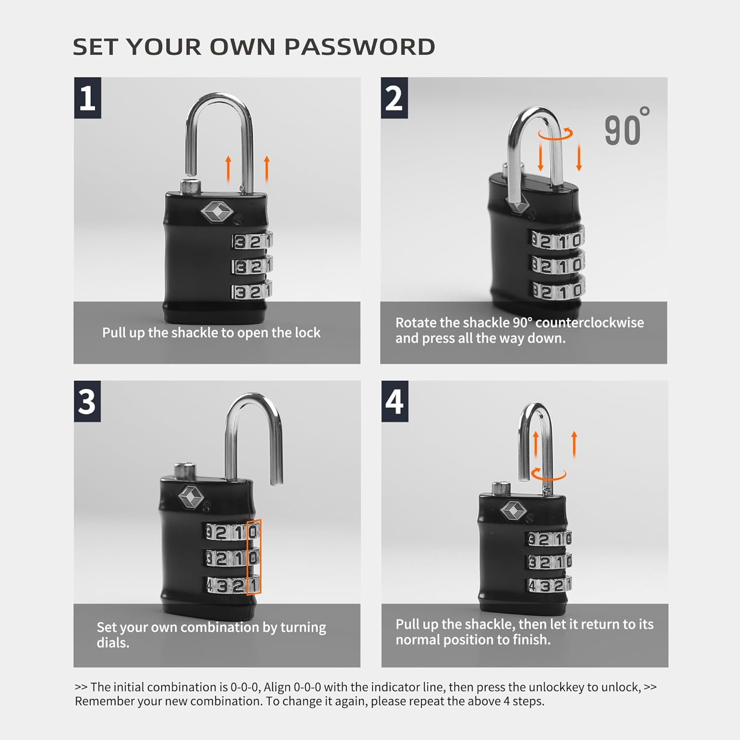 Luggage Locks TSA Approved, Small Padlock Combination for Travel Essentials, TSA Locks for Luggage, Gym Locker, Suitcase, Zipper, Gun Case, Candados para Locker, Outdoor Fence, Shed - Image 6