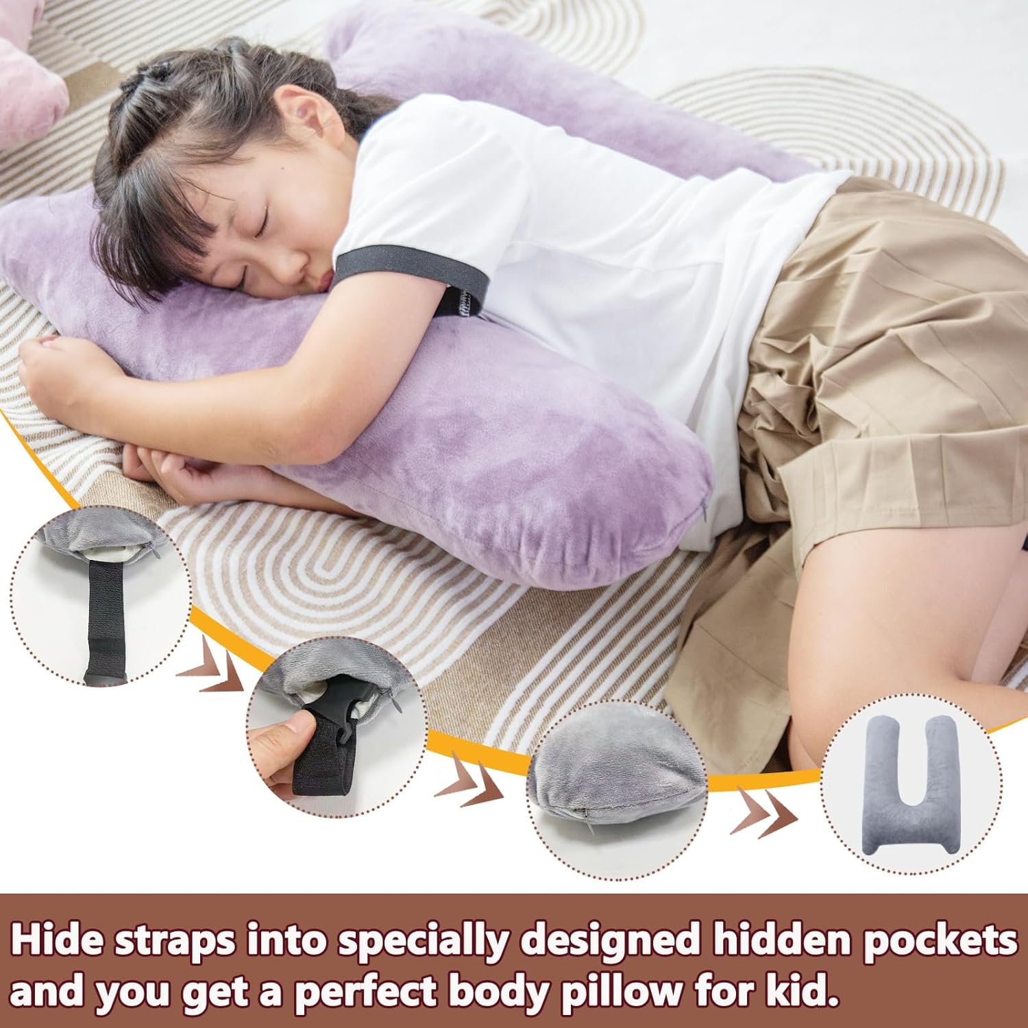 Car Pillow for Kids, Memory Foam Travel Pillow for Car and Adults, Kid Travel Pillow for Sleeping on Road Trip, Small Body Pillow for Kids (Grey) - Image 4