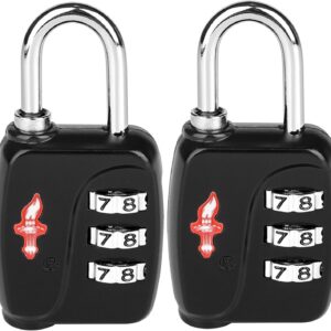 TSA Locks 2-Pack - Easy-to-Remind Combo Locks for Kids & Seniors, Zinc Alloy Travel Locks for Luggage, Gym Lockers, School Backpacks, TSA Approved (54g Ultra Lightweight, 2.36in Compact)