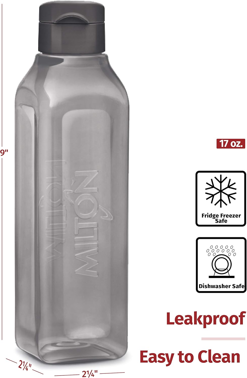 MILTON Sports Water Bottle Square Juice Box 4 Set 17 oz. Great for Juices Milk Smoothies Plastic Wide-Mouth Reusable Leak Proof Drink Bottle/Carton for School Bags Lunch Boxes Gym Flip Lid -BPA Free - Image 7