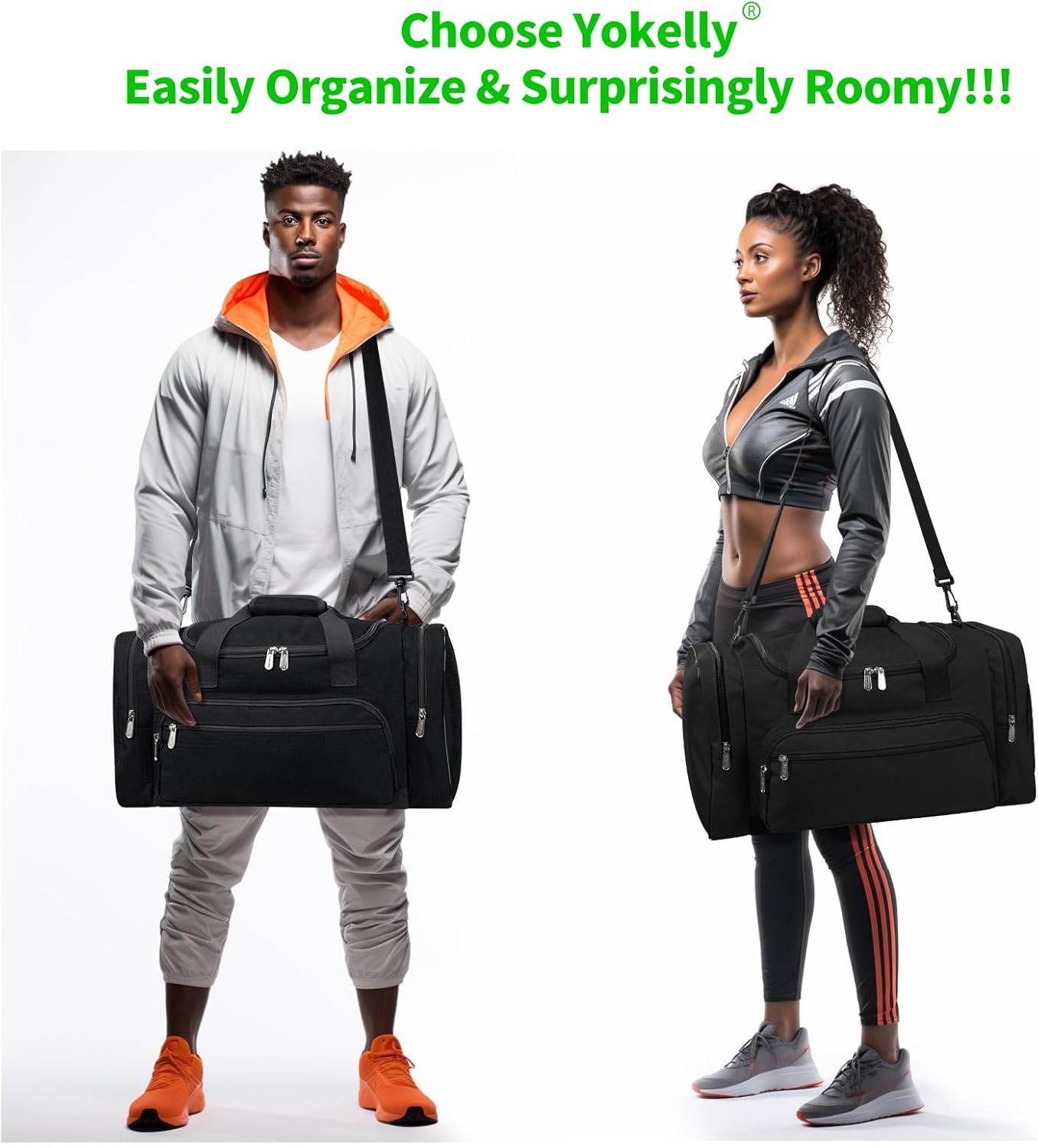 Sports Duffel Bag 20 inch for Travel Gym - Black - Image 8