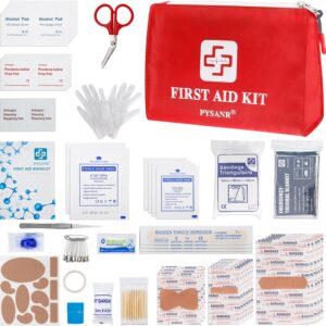 Small First Aid Kit, 150 Piece with Foil Blanket & Scissors, Mini First Aid Bag for Emergency, Home, Camping, Travel, Sports, Office, Outdoor, Car, School