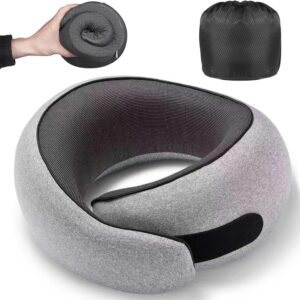 Travel Pillow, Memory Foam Travel Neck Pillow with Ergonomic 360° Support, Travel Essentials for Plane, Car, Train and Home, Max Gray