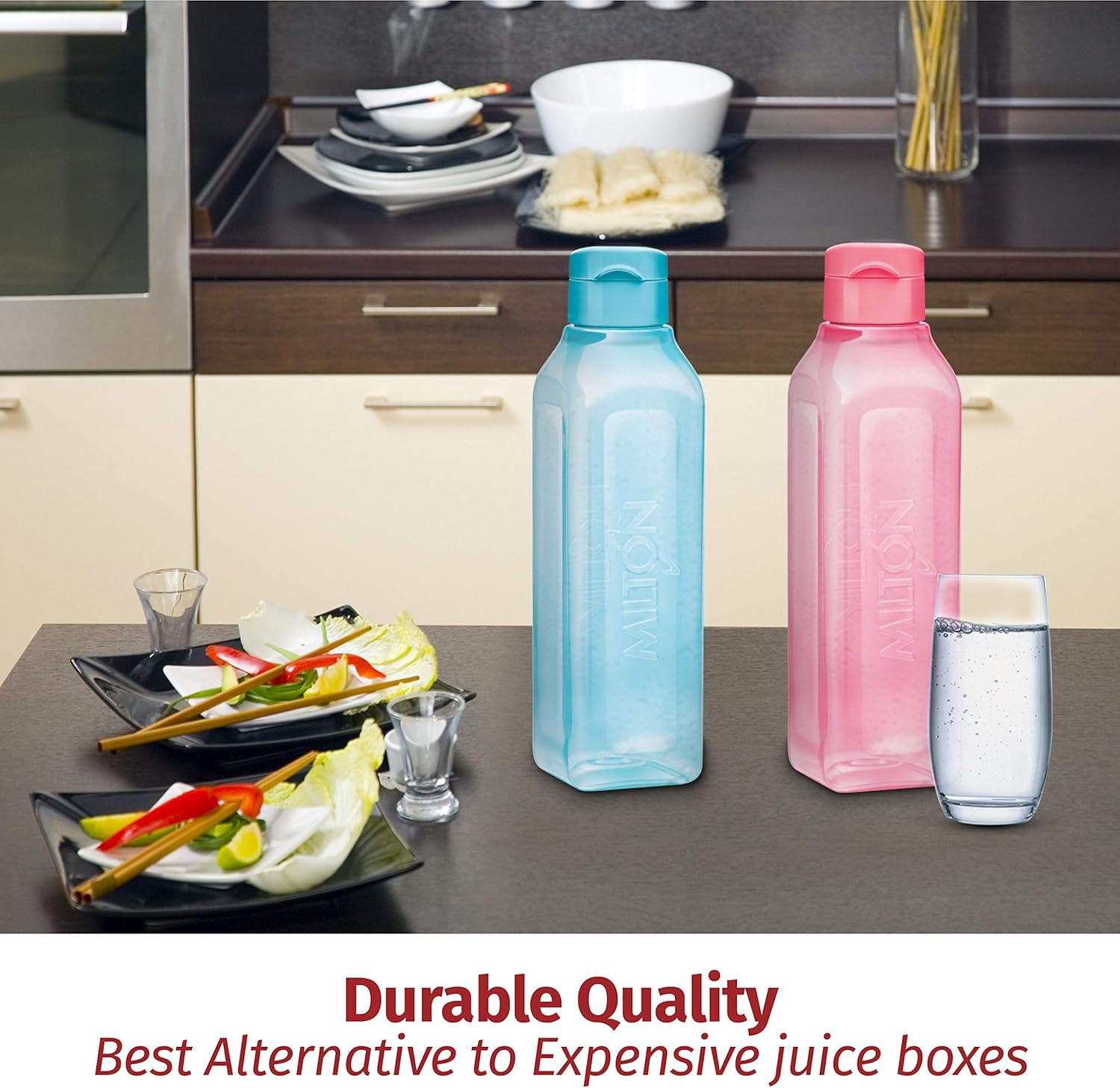 MILTON Sports Water Bottle Square Juice Box 4 Set 17 oz. Great for Juices Milk Smoothies Plastic Wide-Mouth Reusable Leak Proof Drink Bottle/Carton for School Bags Lunch Boxes Gym Flip Lid -BPA Free - Image 5