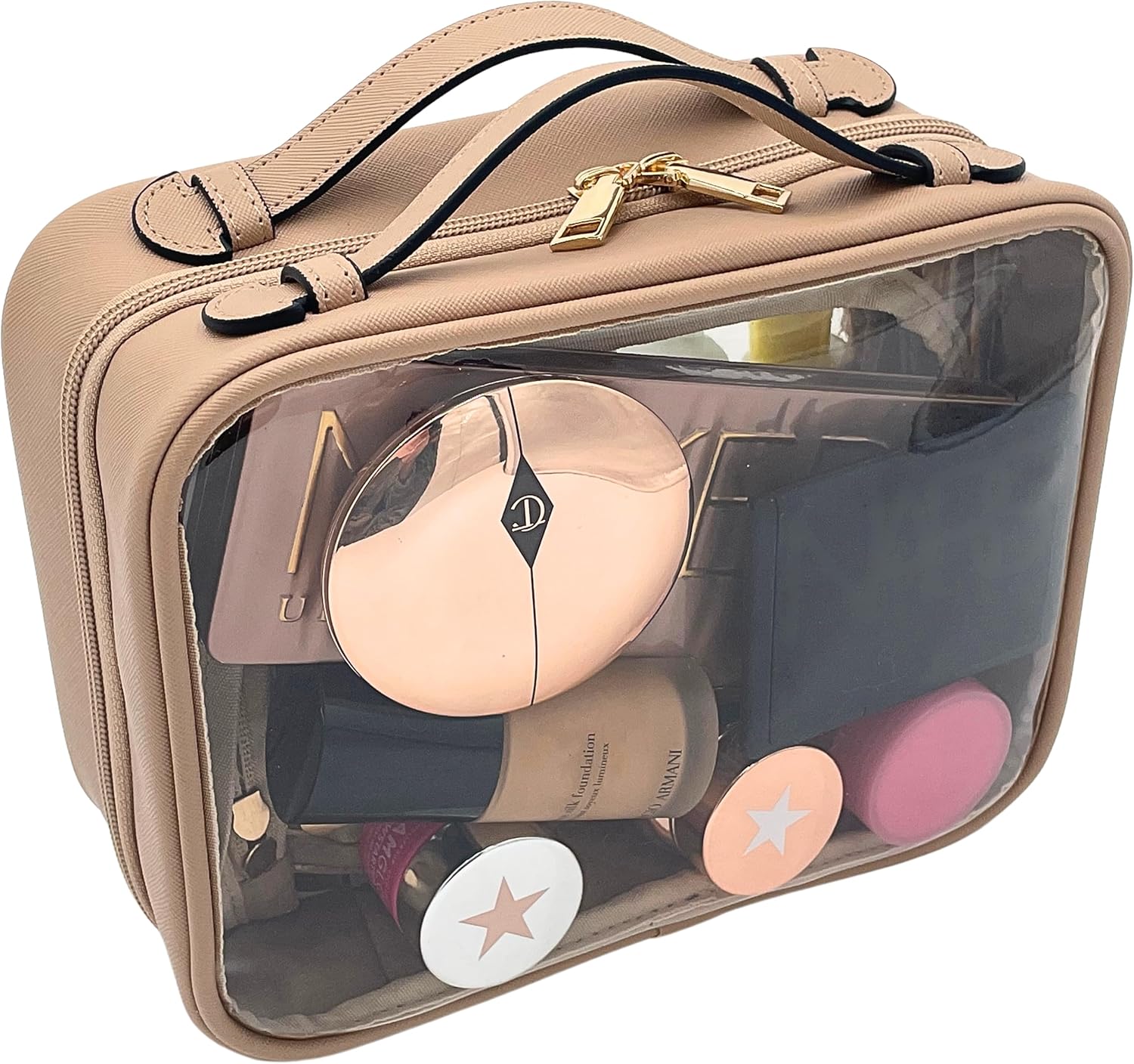 JAZD Clear Makeup Bag Toiletry Bag for Women Cosmetic Case Large Capacity Travel Make Up Bag Organizer Transparent Storage Compartment TSA Approved - Image 2