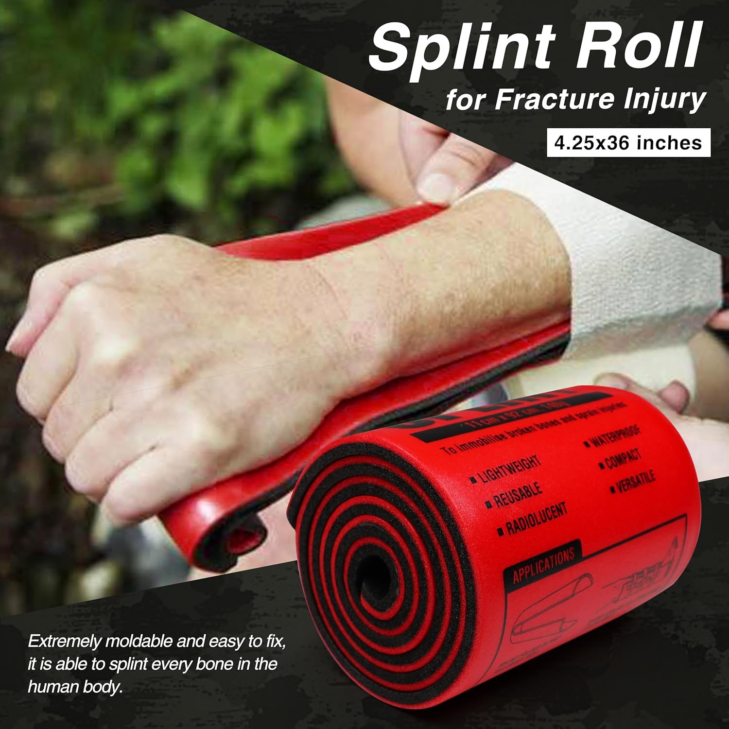 Survival First Aid Kit with Israeli Bandage, Chest Seal, Tourniquet, Splint, Tactical Military Combat Molle IFAK for Wound Care, Bleeding Control, Trauma Hemorrhage and More (Black) - Image 8