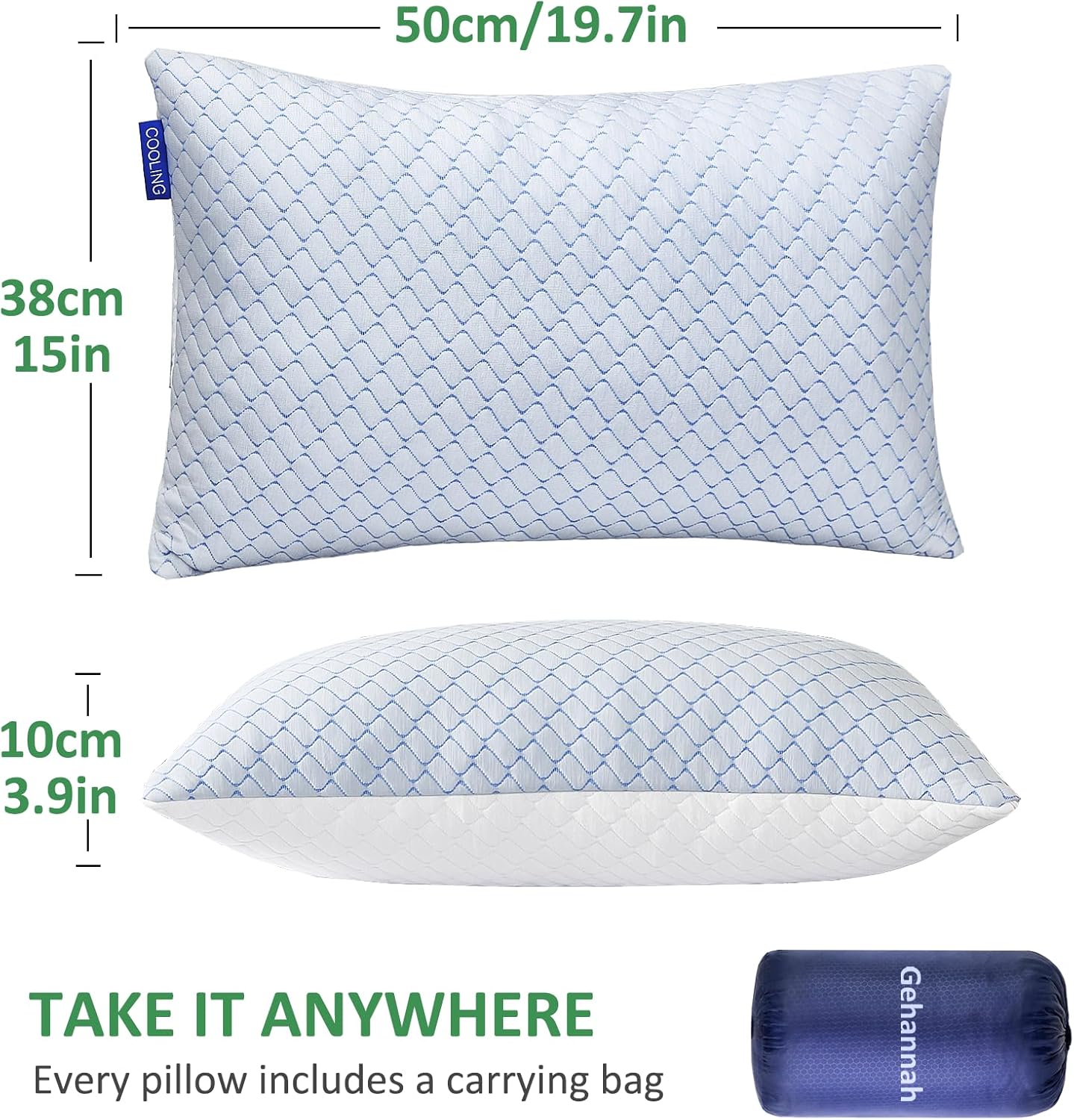 Gehannah Travel Pillow - Large 1 Pack Compressible Camping Pillow for Sleeping - Shredded Memory Foam with 1 Storage Bags - Supportive for Adults, Kids, Outdoor, Backpacking, Hiking Gear - Image 5