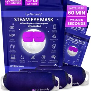Steam Eye Mask, Self Heating Warm Compress for Dry Eyes I Heated Fast Relief for Stye, Puffy Sensitive Eyes, Moist Heat, Easter Basket Stuffers, Travel & Relaxation Gifts for Women and Men - Unscented