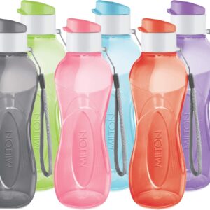 MILTON Water Bottle Kids Reusable Leakproof 12 Oz Plastic Wide Mouth Large Big Drink Bottle BPA & Leak Free with Handle Strap Carrier for Cycling Camping Hiking Gym Yoga