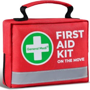 General Medi First Aid Kit - 150 Pieces Small Compact First Aid Kit Bag - Includes Instant Cold Pack, Emergency Blanket for Travel, Home, Office, Vehicle, Camping