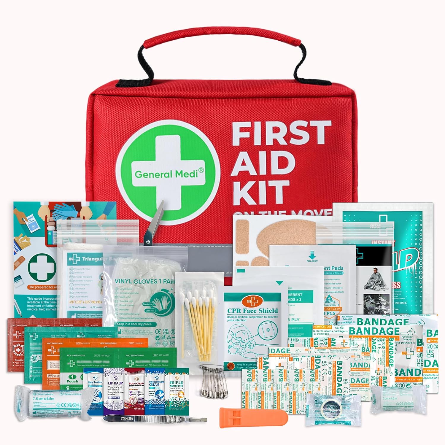 General Medi First Aid Kit - 150 Pieces Small Compact First Aid Kit Bag - Includes Instant Cold Pack, Emergency Blanket for Travel, Home, Office, Vehicle, Camping - Image 8