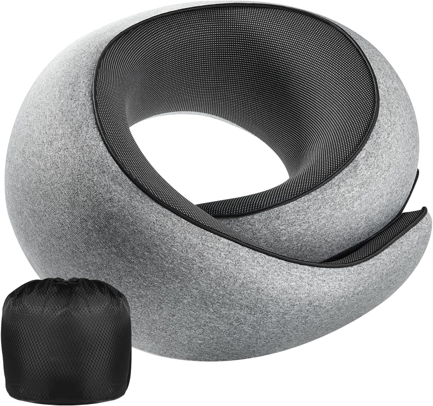 Neck Pillow Airplane,100% Pure Memory FoamTravel Neck Pillow Travel Neck Support Ergonomic &Portable Design Best for Sleeping Plane Car Train Office Flight (Small Grey)