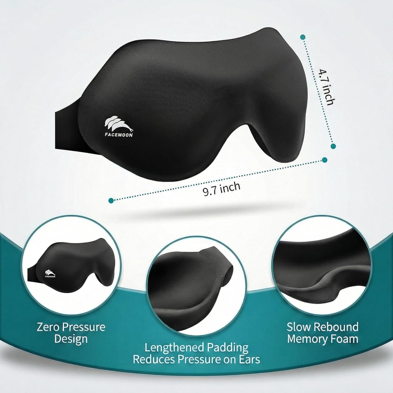 Eye Masks for Sleep Light Blocking: Lightweight 3D Contoured Sleep Mask for Men - Zero Pressure Blindfold Airplane Travel Essentials - Perfect for Night Shift Meditation College Dorm (Black) - Image 8