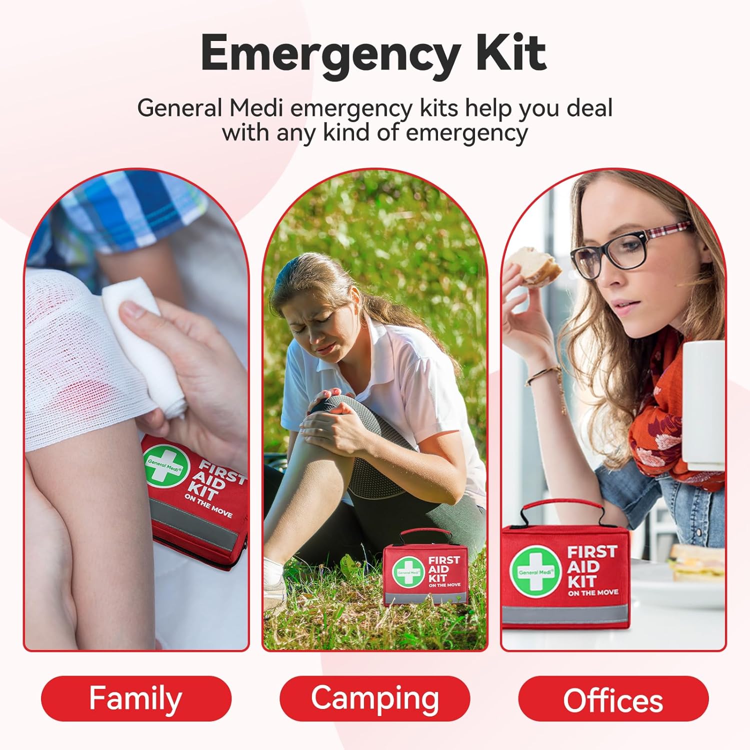 General Medi First Aid Kit - 150 Pieces Small Compact First Aid Kit Bag - Includes Instant Cold Pack, Emergency Blanket for Travel, Home, Office, Vehicle, Camping - Image 6