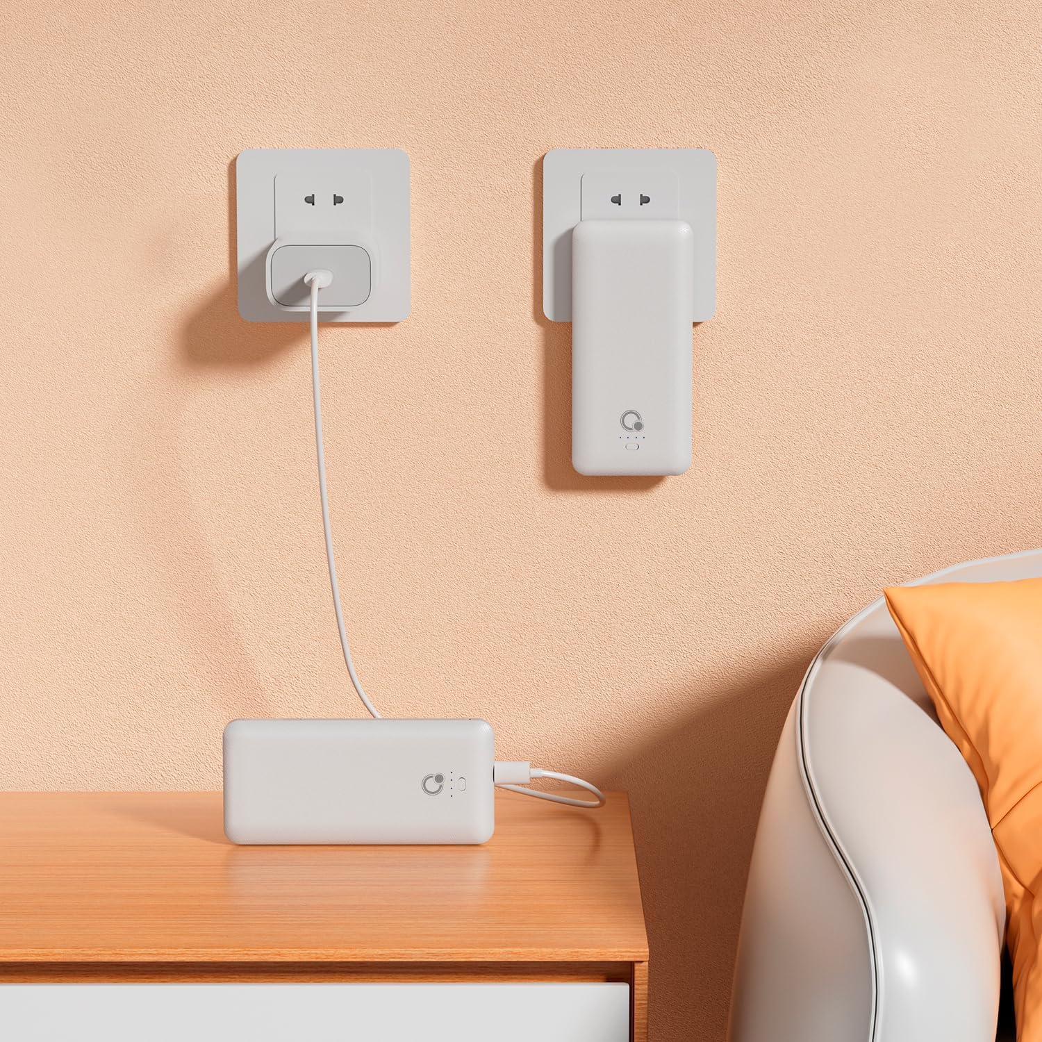 Brand Q Portable Charger with Built-in Cables and AC Wall Plug,Slim USB C Power Bank 10000mAh,External Battery Pack Compatible with iPhone,Samsung,Tablet and All Smart Phones … - Image 3