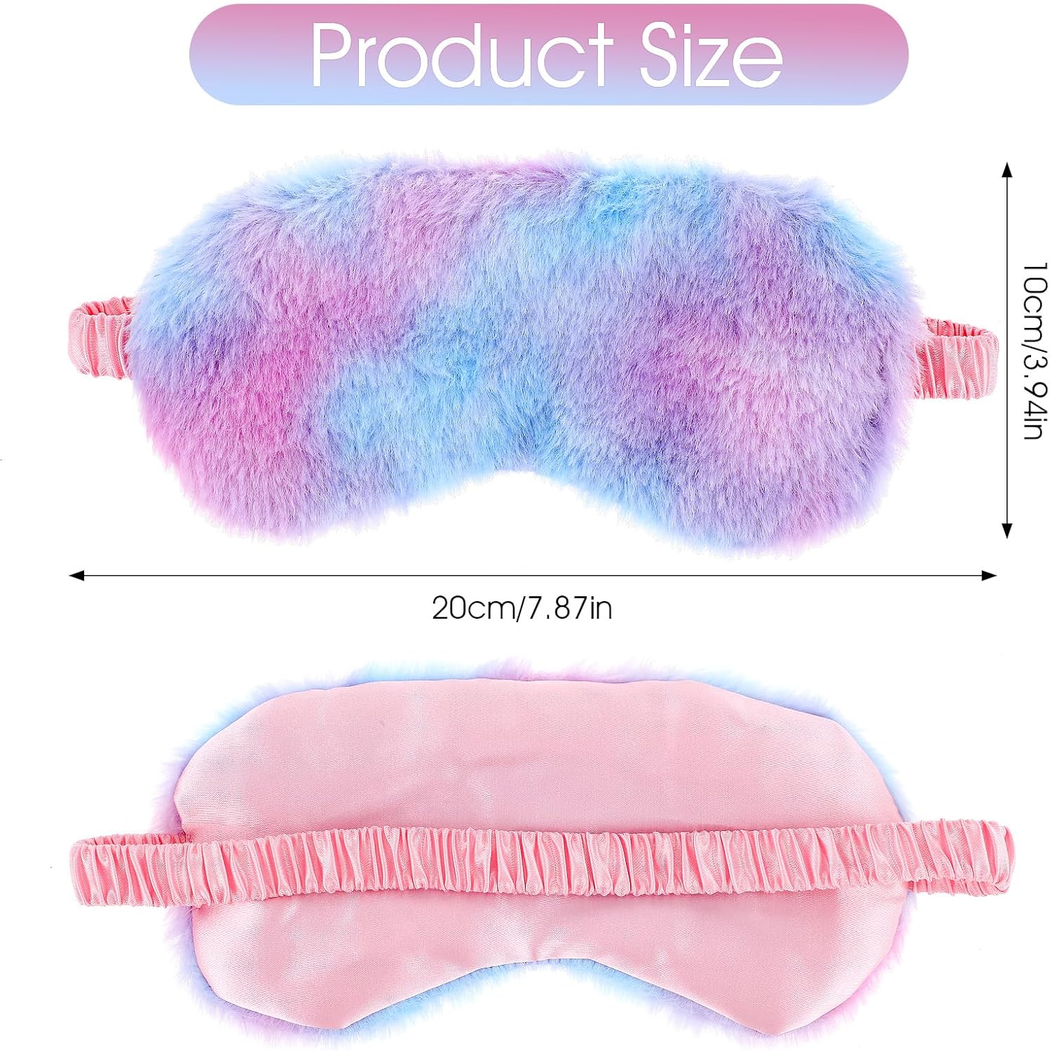 2 Pack Plush Sleeping Eye Mask Soft Plush Eye Mask Fuffy Eye Cover Comfortable Sleep Mask Blindfold Rainbow Faux Fur Eye Shade for Women, Men and Kids Travel Nap Sleeping - Image 2