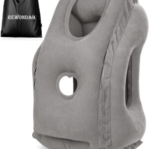 Rewondah Inflatable Travel Pillows for Airplanes | Airplane Pillow for Long Flight | Travel Plane Pillow for Airplanes Sleep Support | Blow up Flight Pillow for Long Flights to Avoid Neck Pain