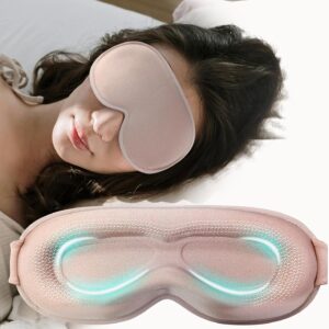 Weighted Eye Mask Cover for Sleeping - Eye Masks for Sleep with Adjustable Strap, Lash Extension Eye Covers for Women Men, 3D Contoured, Plane Travel Essentials, Blindfold for Meditation (Pink)