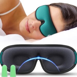 Medi Grade Cotton Sleep Mask with 3D Eye Memory Foam - Travel Sleeping Mask for Women and Men with 2 Ear Plugs and Storage Bag - Blackout Light Blocking