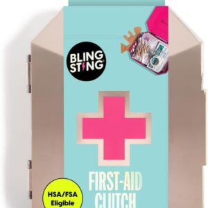 BLINGSTING First Aid Kit - 75 Essential First-aid Supplies, Bandages, Wipes, Gold Travel Case - Multipurpose Mini Emergency Kit for Women - Pink Interior - Compact & Versatile - TSA Approved (1 Count)