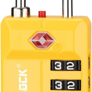 TSA Approved Travel Luggage Locks, Open Alert Combination Lock for School Office & Gym Locker ,Toolbox, Pelican Case,Easy Read Dials- 1, 2 & 4 Pack (1, Yellow 1 Pack)