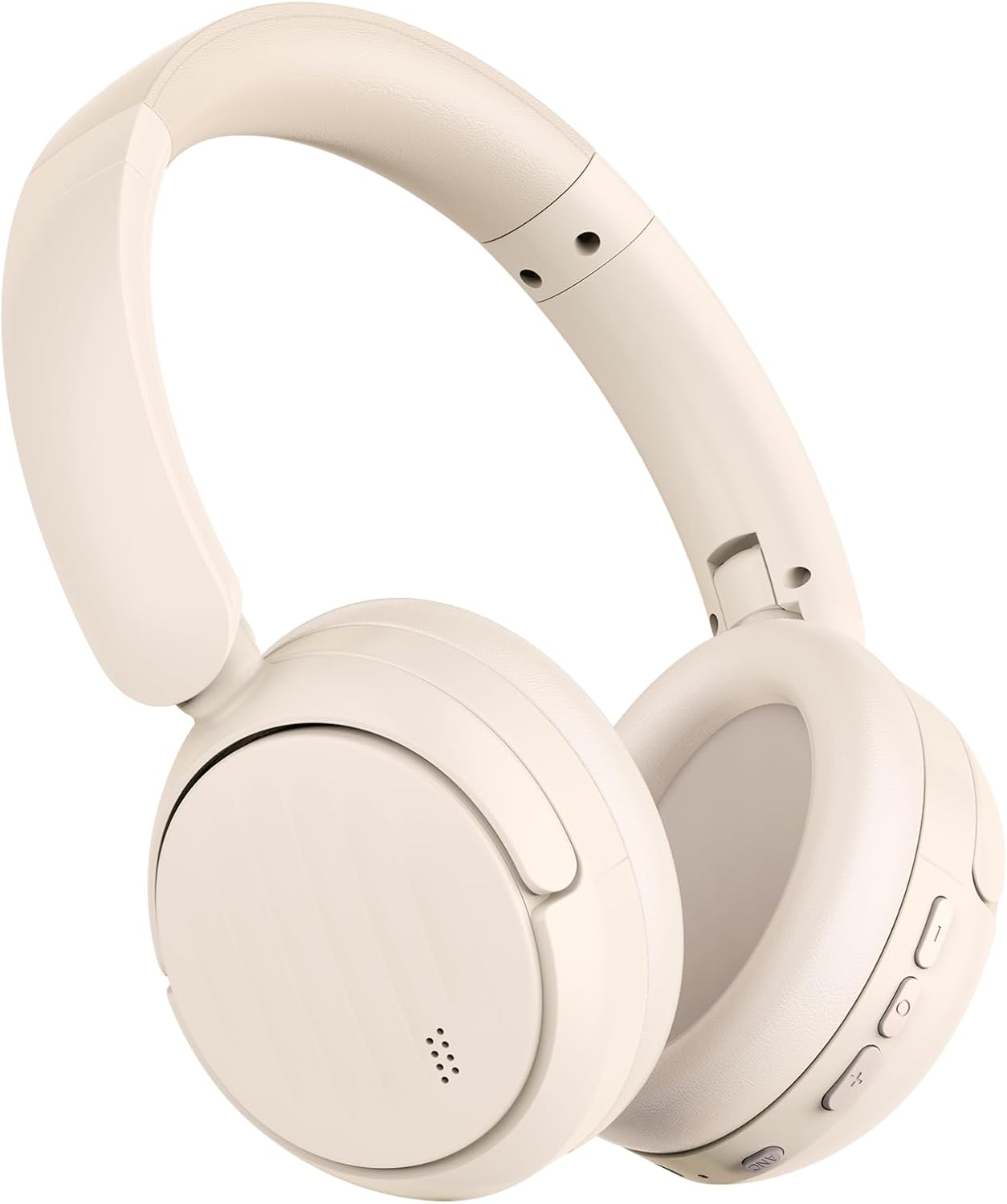 Bluetooth Headphones with Active Noise Cancelling (ANC), Wireless Over Ear Bluetooth Headsets with 35H Playtime, HiFi Stereo Foldable Headphones with Foam Ear Cups for Sports, Travel, Oil White