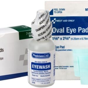 First Aid Only 5-Piece Eye Wash Kit with Oval Eye Pads, First Aid Adhesive Strips & Emergency Eye Rinse