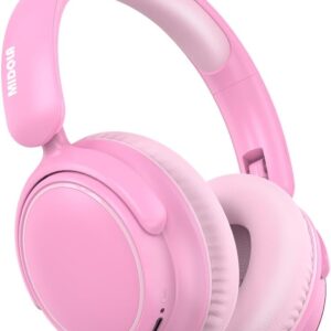 MIDOLA Kids Wireless Headphones Active Noise Cancelling Lightweight Bluetooth Headphone for Kid,Volume Limited 85/94dB Foldable Over-Ear Headset with Mic,68 Hours Playtime,for Toddler Child Pink
