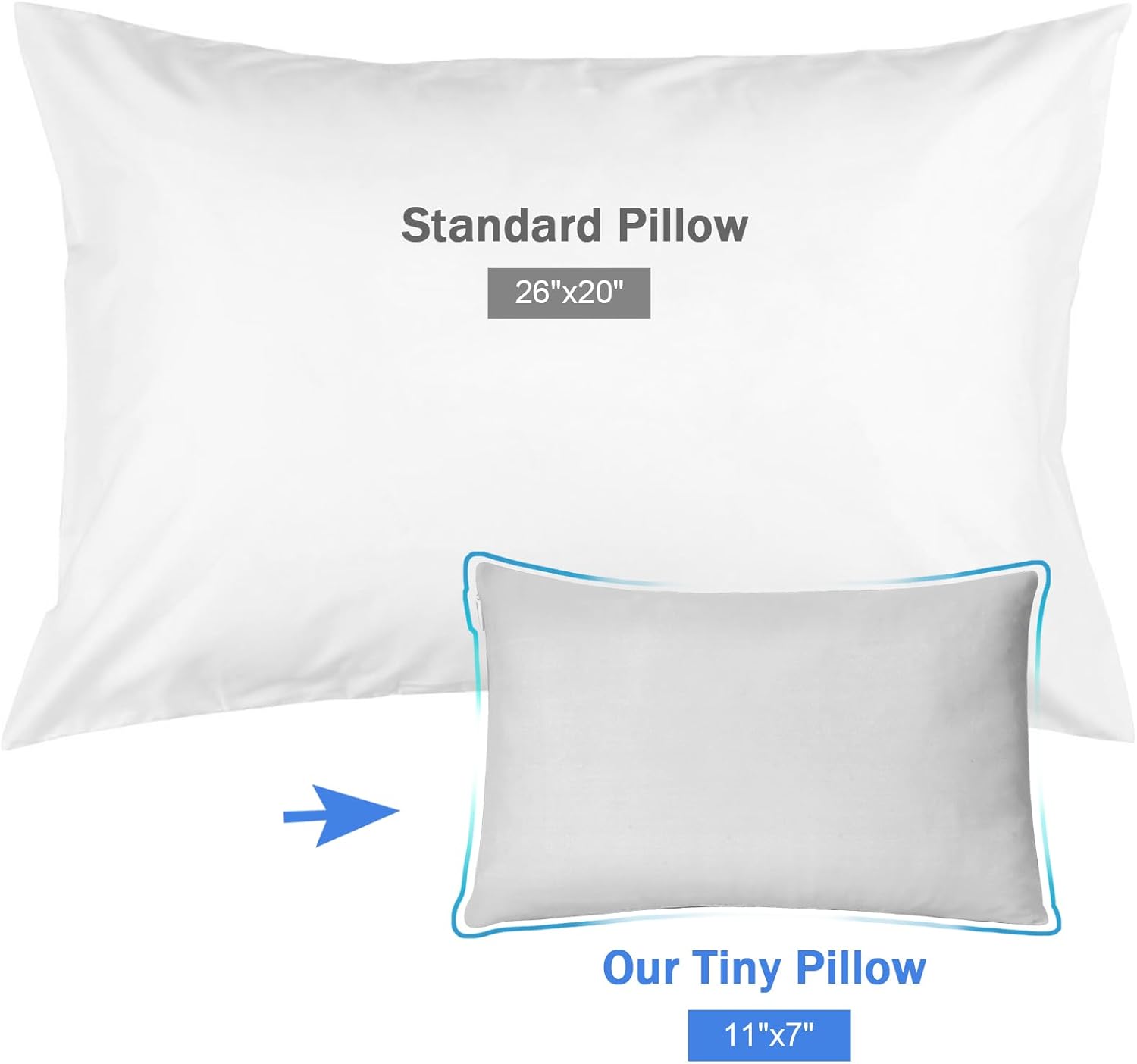 Zelimun 2 Pack Tiny Pillows (11"x7") – Dual-Sided Cooling & Cotton Fabric Small Travel Pillows, Portable Mini Cushions for Sleeping, Office Naps, Car, Pets & Travel Use - Image 2