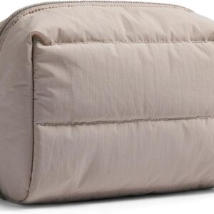 BAGSMART Puffy Makeup Bag, Wide Opening Cosmetic Bag Compact & Spacious, Water-Resistant Travel Organizer Pouches for Women (Camel)