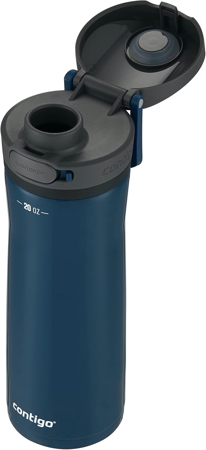 Contigo Jackson Chill 2.0, Vacuum-Insulated Stainless Steel Water Bottle with Secure Lid, Leak-Proof Travel Friendly, 20oz Capacity, Blueberry Color, Keeps Drinks Cold for 12 Hours - Image 3