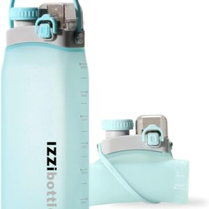 IZZI bottle Collapsible Lightweight Silicone Water Bottle (600ml, Blue) | BPA Free, Eco-Friendly, Medical Grade | Leakproof Bottle for Sports, Travel, Hiking, Gym, Outdoor Adventures and Daily Use