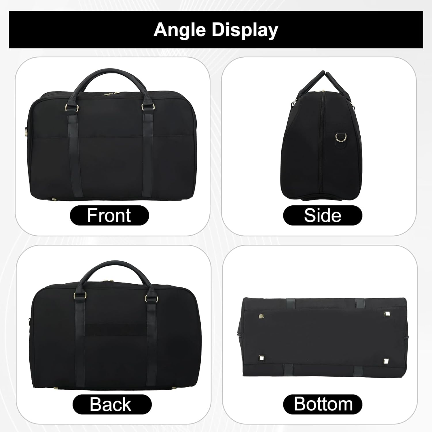 Travel Duffle Bag for Women & Men - Weekender Overnight Bag, Large Carry-On Gym Bag, Sports Duffel, Hospital Bag, Yoga Tote,Work Bag & Trolley Sleeve (Black) - Image 7