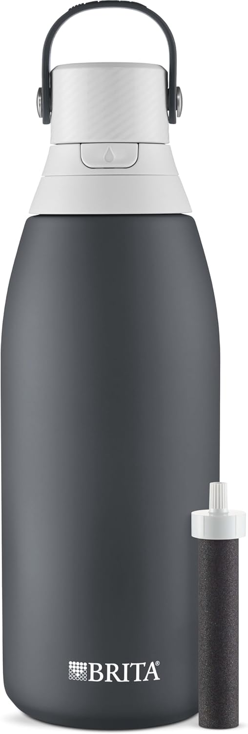 Brita Stainless Steel Premium Filtering Water Bottle, BPA-Free, Reusable, Insulated, Replaces 300 Plastic Water Bottles, Filter Lasts 2 Months or 40 Gallons, Includes 1 Filter, Carbon - 32 oz - Image 9