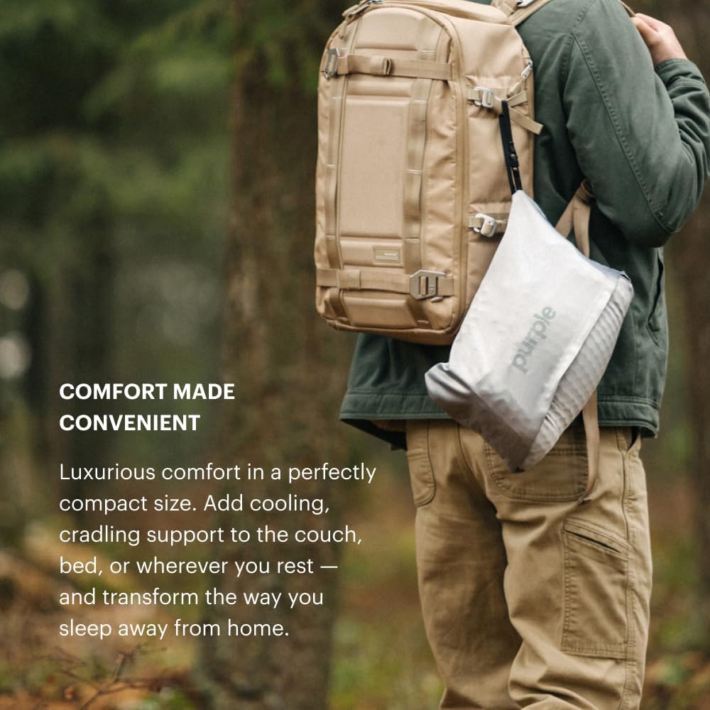 Purple Harmony Anywhere Pillow - Travel/On-The-Go, Hex Grid & Talalay Latex Core - No Pressure Support, Stays Cool, Compact & Lightweight for Easy Travel - Image 2