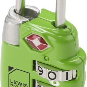 Lewis N. Clark Travel Sentry TSA-Approved Luggage Lock, Large 3 Dial Combination with Easy Read Dials - Green