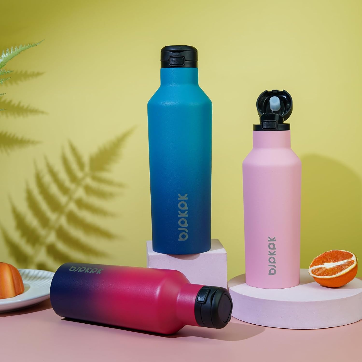 BJPKPK Insulated Water Bottle With Straw 17oz Stainless Steel Water Bottles With 2 Lids And Carry Handle Reusable Travel Metal Thermal Flask,Indigo Black - Image 5