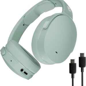 Skullcandy Hesh ANC Wireless Over-Ear Bluetooth Headphones with Extra USB-C Charging Cable, Active Noise Canceling, 22 Hrs Battery, Foldable Lightweight Design, Microphone iPhone Android - Preppy Sage