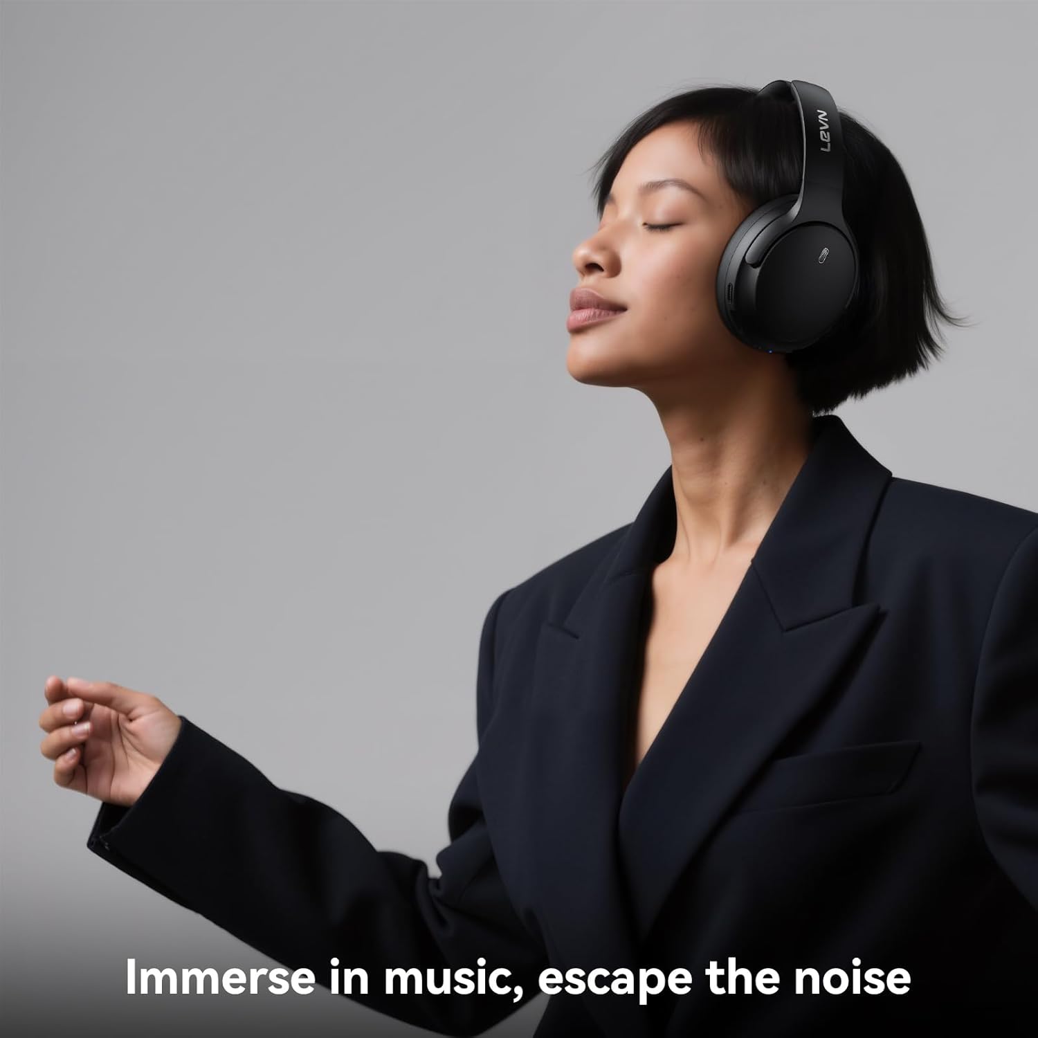 LEVN Hybrid Active Noise Cancelling Headphones, Wireless Headphones Bluetooth 5.4 with Transparent Mode, Hi-Res Audio, Deep Bass, 70H Playtime Over Ear Bluetooth Headset for Work/Travel/Home/Office - Image 2