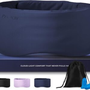 Dual-Sided Sleep Mask for Side Sleepers, Soundless Velcro, Bamboo Fiber & Milk Silk Eye Mask, Zero Pressure Sleeping Mask for Women & Men, Eye Relief Blindfold for Nap, Travel Essentials, Blue