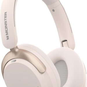 Monster Persona 3rd ANC Active Noise Canceling Headphones, Wireless Bluetooth 5.4 Over-Ear Headphones with 6 Mics, 70H Playtime and 3 EQ Modes, Deep Bass, Foldable Comfort Design for Travel, White