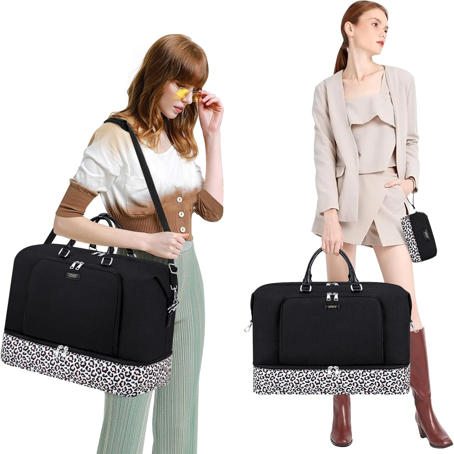 Travel Weekender Bag for Women, 21" Overnight Bag with Shoe Compartment 50L Large Travel Duffel Bag Carry On Tote for Weekend, Overnight, Business Trips, Water Resistant - Image 6