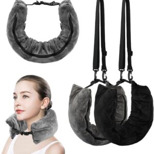 2 Pack Stuffable Travel Pillow for Extra Luggage, Adjustable Velvet Travel Neck Pillow, Stuffable NeckPillow with Clothes, Multifunctional Sleeping Rest Cushion