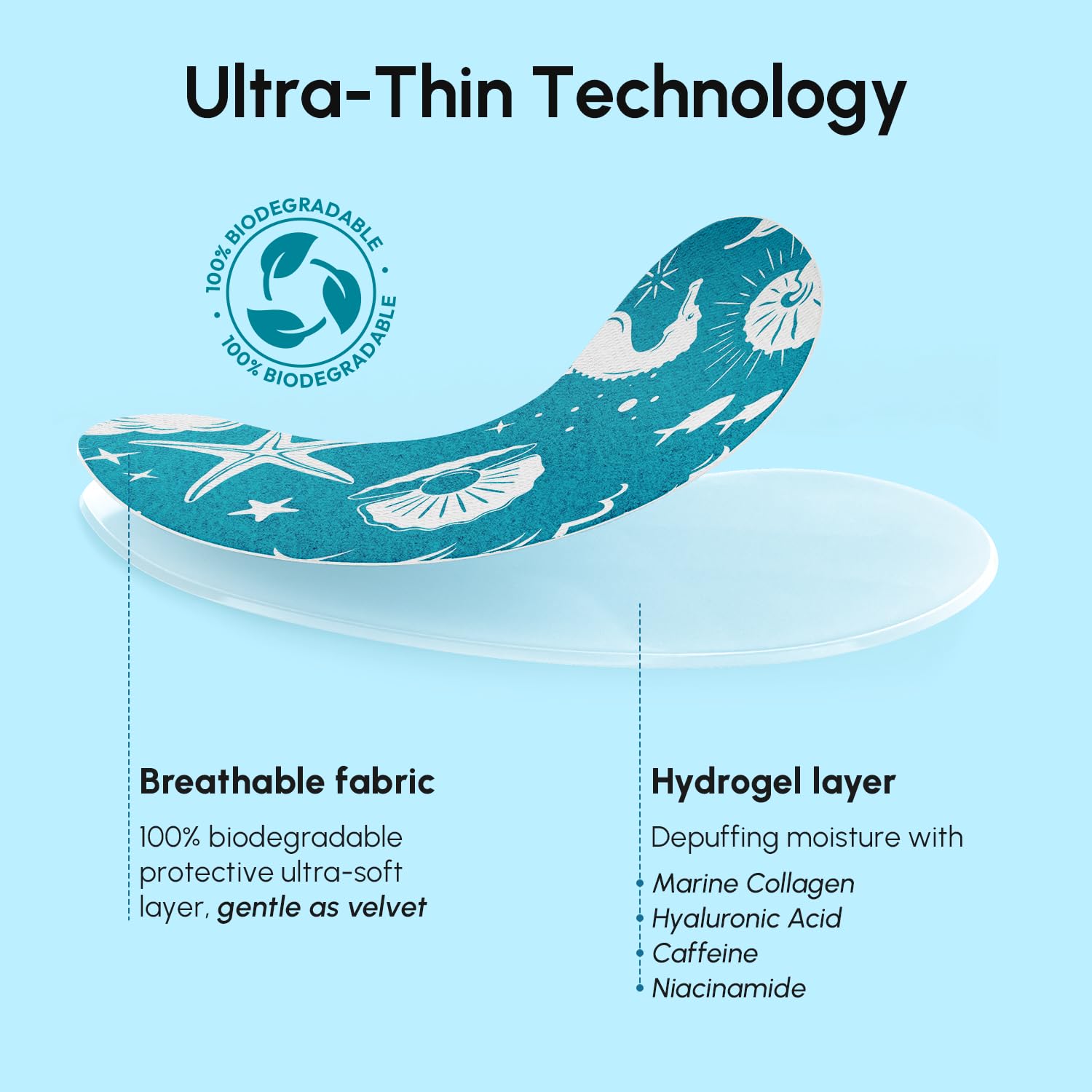 MAREE Hydrating Under Eye Patches for Puffy Eyes and Dark Circles – Marine Collagen & Caffeine Eye Patches – Brightening Eye Patche with Niacinamide – Depuffing Eye Mask for Dark Circles and Puffiness - Image 4