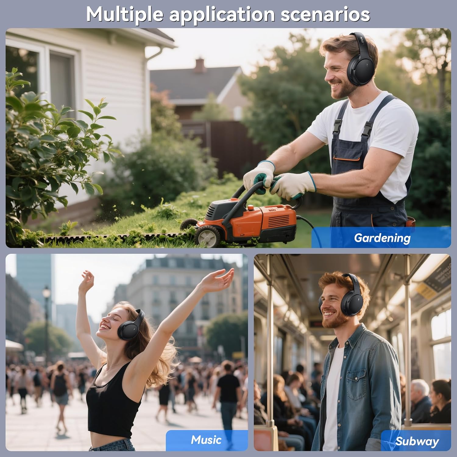 LEVN Hybrid Active Noise Cancelling Headphones, Wireless Headphones Bluetooth 5.4 with Transparent Mode, Hi-Res Audio, Deep Bass, 70H Playtime Over Ear Bluetooth Headset for Work/Travel/Home/Office - Image 8