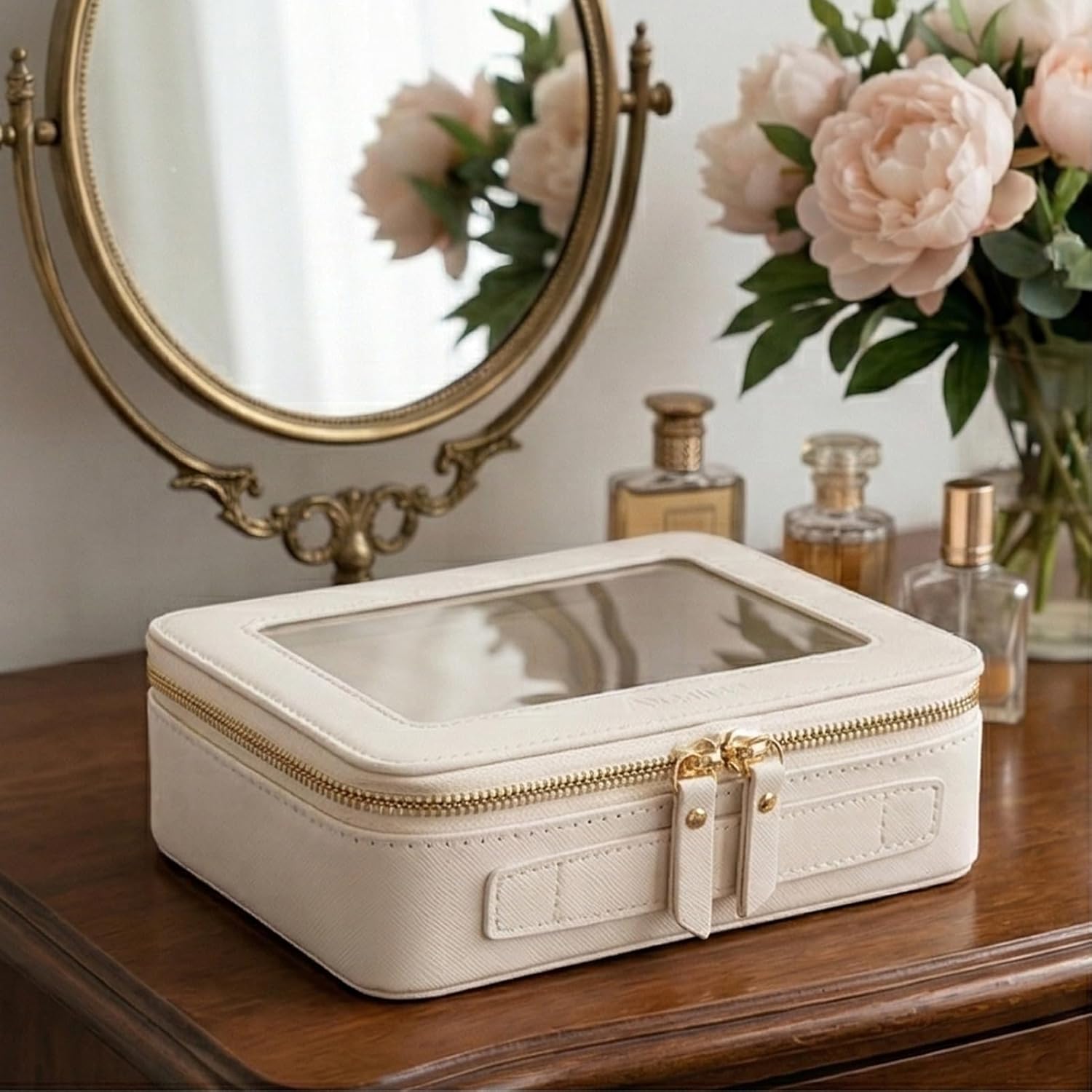 Aveniee Clear Makeup Bag Organizer, Travel Toiletry Bag Cosmetic Case for Women, Make Up Skincare Pouch Car Organizer Bag with Zippers for Essentials,White,Medium Classic - Image 9