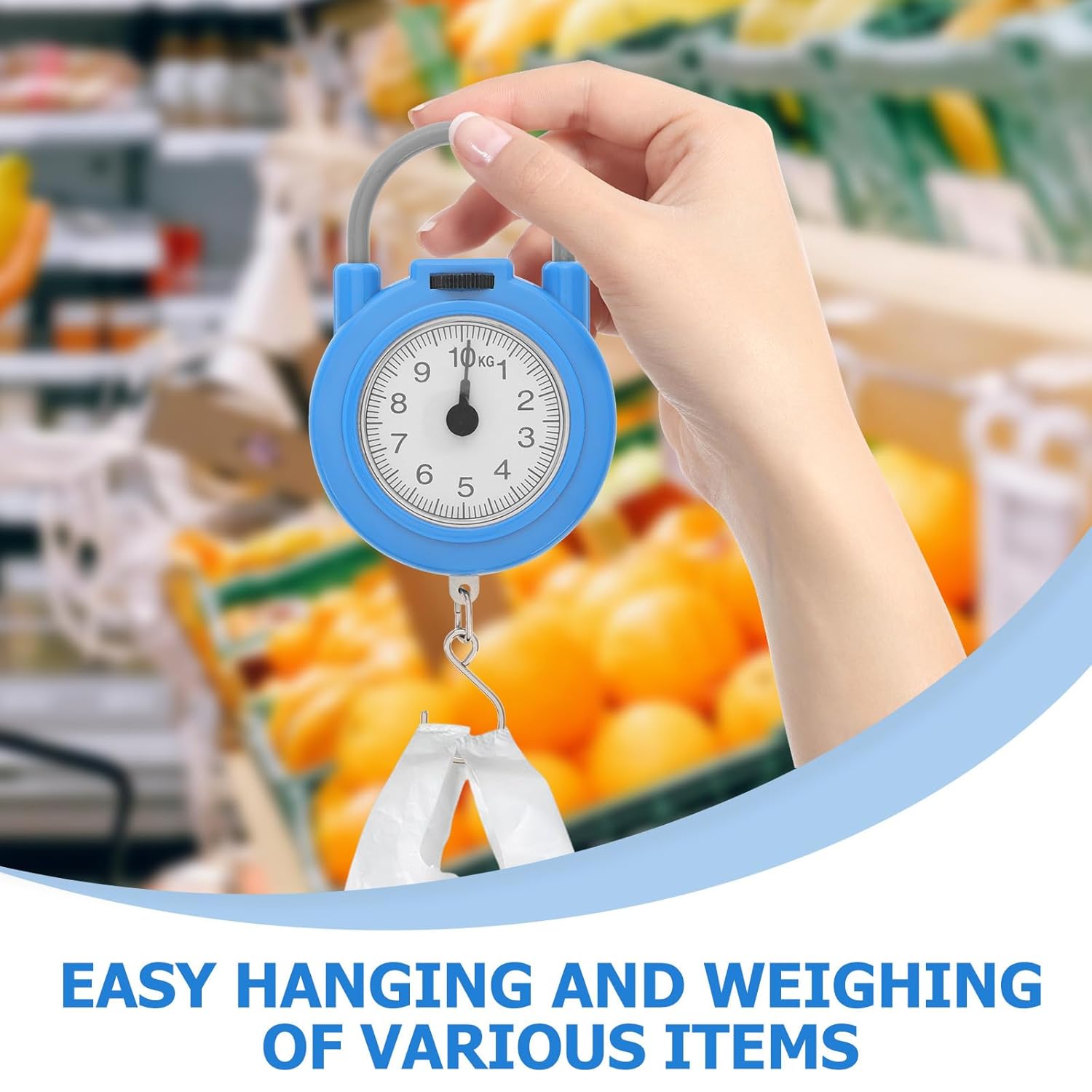 FOMIYES Mini Portable Electronic Hanging Luggage Scale with Hook, Handheld High Precision Digital Portable Balance Scale for Weighing Suitcases and Fish, Blue - Image 3