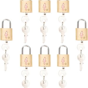 8 Pack Luggage Locks - TSA Approved + Key Padlock, Travel Locks for Suitcase, Carry On, Backpack, Laptop Bag. Gold